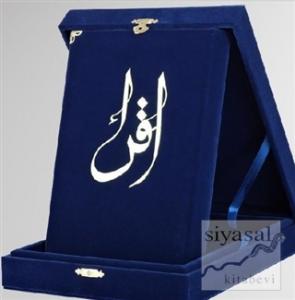 Kur'an-ı Kerim (Orta Boy-Kadife Kutulu Koyu Mavi) (Ciltli)