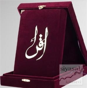 Kur'an-ı Kerim (Orta Boy-Kadife Kutulu Mor Renk) (Ciltli)