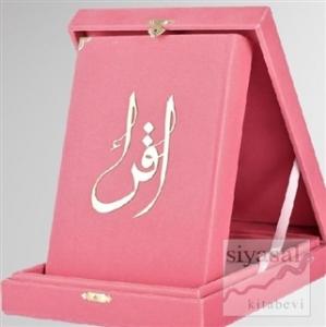 Kur'an-ı Kerim (Orta Boy-Kadife Kutulu Pembe Renk) (Ciltli)