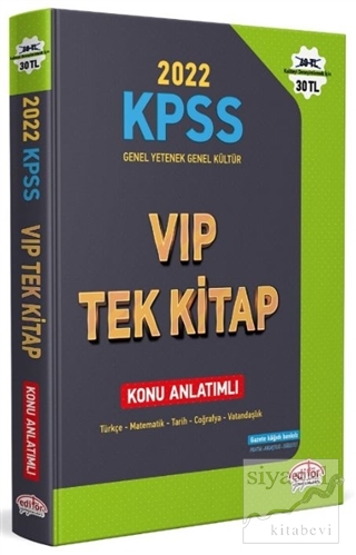 2022 KPSS Genel Yetenek - Genel Kültür VIP Tek Kitap Konu Anlatımlı Ko