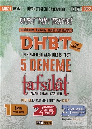 Diyanet İşleri Başkanlığı Örtaöğretim-Önlisans-Lisans(Tüm Adaylar) DHBT Din Hizmetleri Alan Bilgisi Testi 5 Deneme