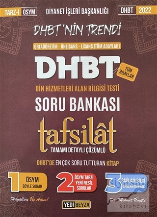 Diyanet İşleri Başkanlığı Örtaöğretim-Önlisans-Lisans(Tüm Adaylar) DHBT Din Hizmetleri Alan Bilgisi Testi Soru Bankası