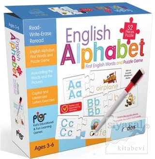 English Alphabet - First English Words and Puzzle Game - 52 Pieces Puzzle - Ages 3-6