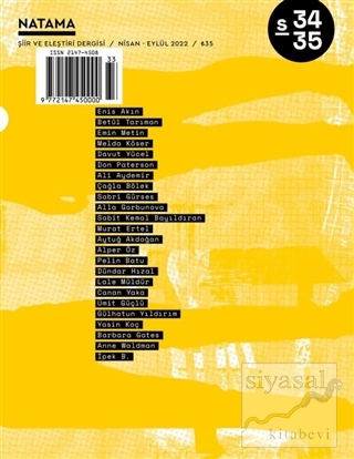 Natama Şiir ve Eleştiri Dergisi Sayı: 30 - 31 Nisan - Eylül 2022