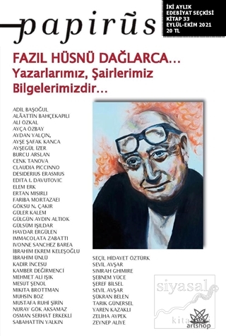 Papirüs İki Aylık Edebiyat Seçkisi Kitap: 33 Eylül-Ekim 2021