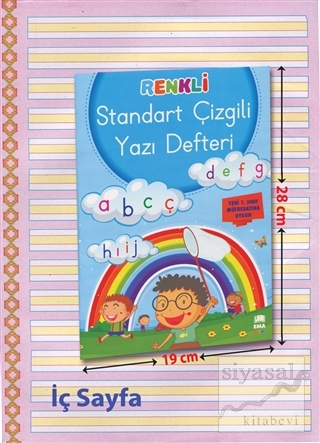 Renkli Standart Çizgili Yazı Defteri A4 Ebat